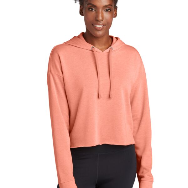 Ladies PosiCharge ® Tri Blend Wicking Fleece Crop Hooded Pullover Thumbnail